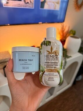 Hempz White Gardenia & Coconut Palm body wash & Anthropologie body cream duo